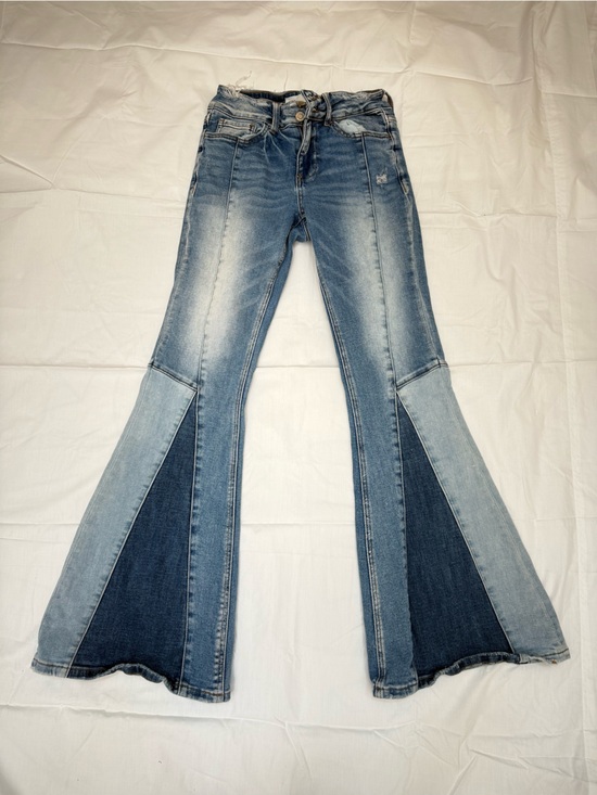 Bridge By Gly Denim - Patchwork Two-Tone Blue Flare Jeans